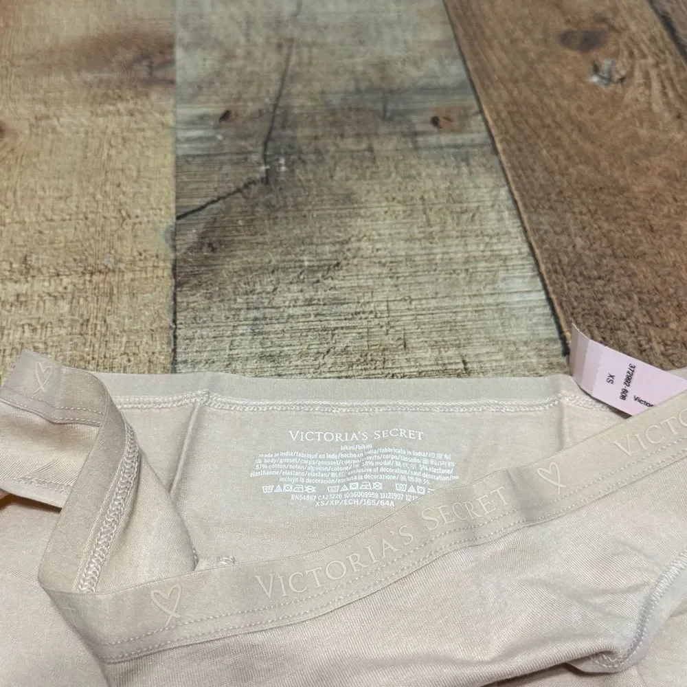 NEW Victoria's Secret Cotton Logo Signature Bikini Panties XS nude